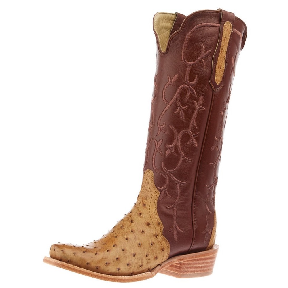 NEW R. Watson Antique Saddle Full Quill Ostrich Western Cowboy Boots Cognac 10